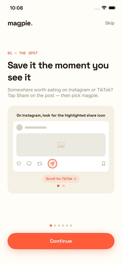 Magpie's tutorial showing where Instagram keeps its share button